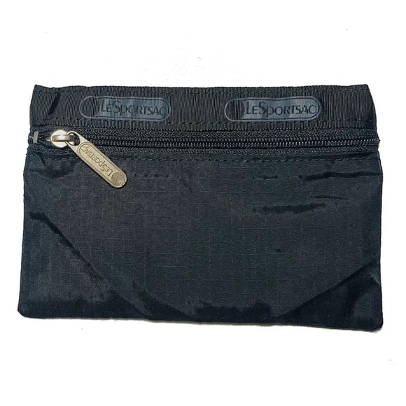 LeSportsac black mesh zip phone/wallet pouch cosmetic bag 4.5 by 7in - Picture 3 of 14